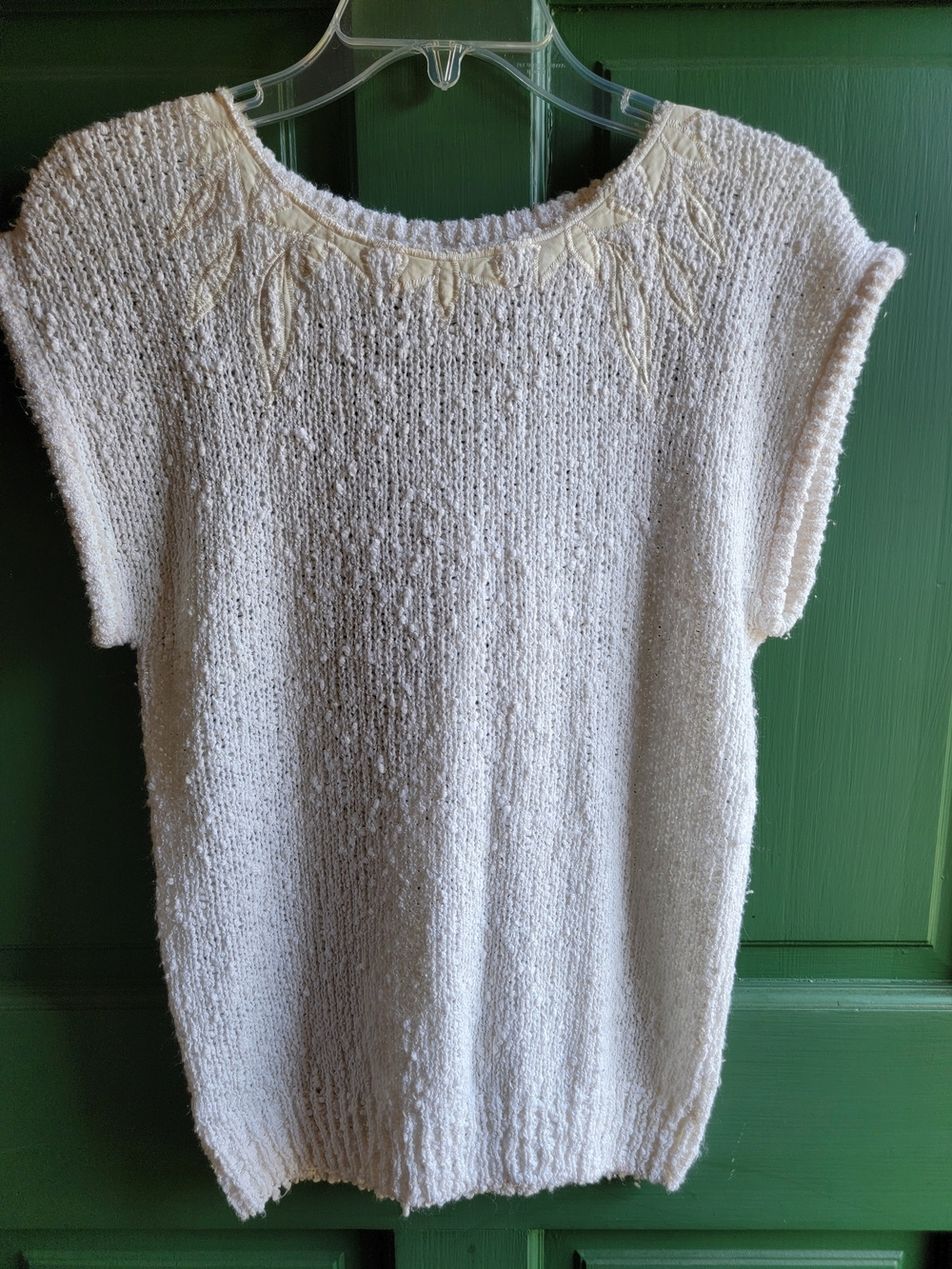 Women’s Cream Short-Sleeve Knit Sweater Size M EUC
